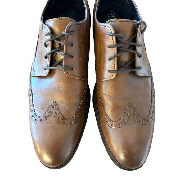 Cole Haan Grand Series Leather Wingtip Derby Brown British Dress Shoes 11.5 M - Picture 5 of 11